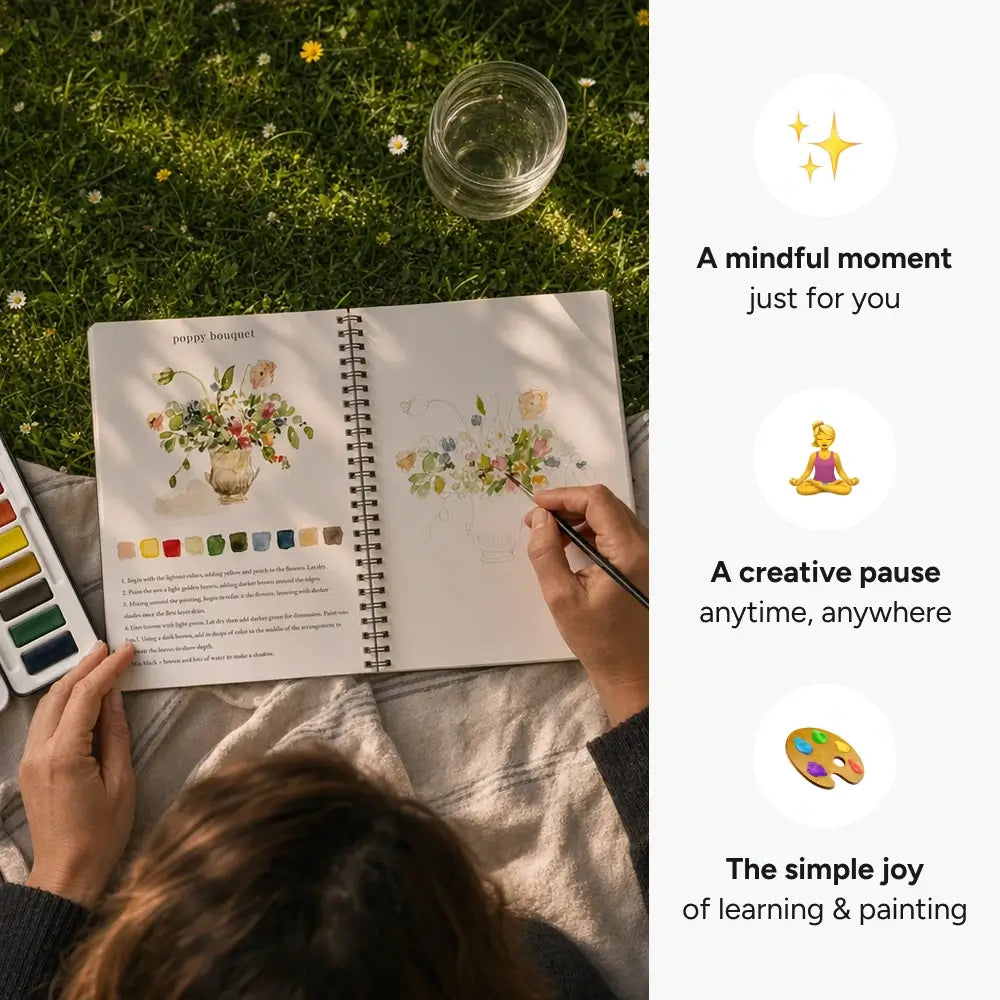 Pre-Sketched Watercolor WorkBook