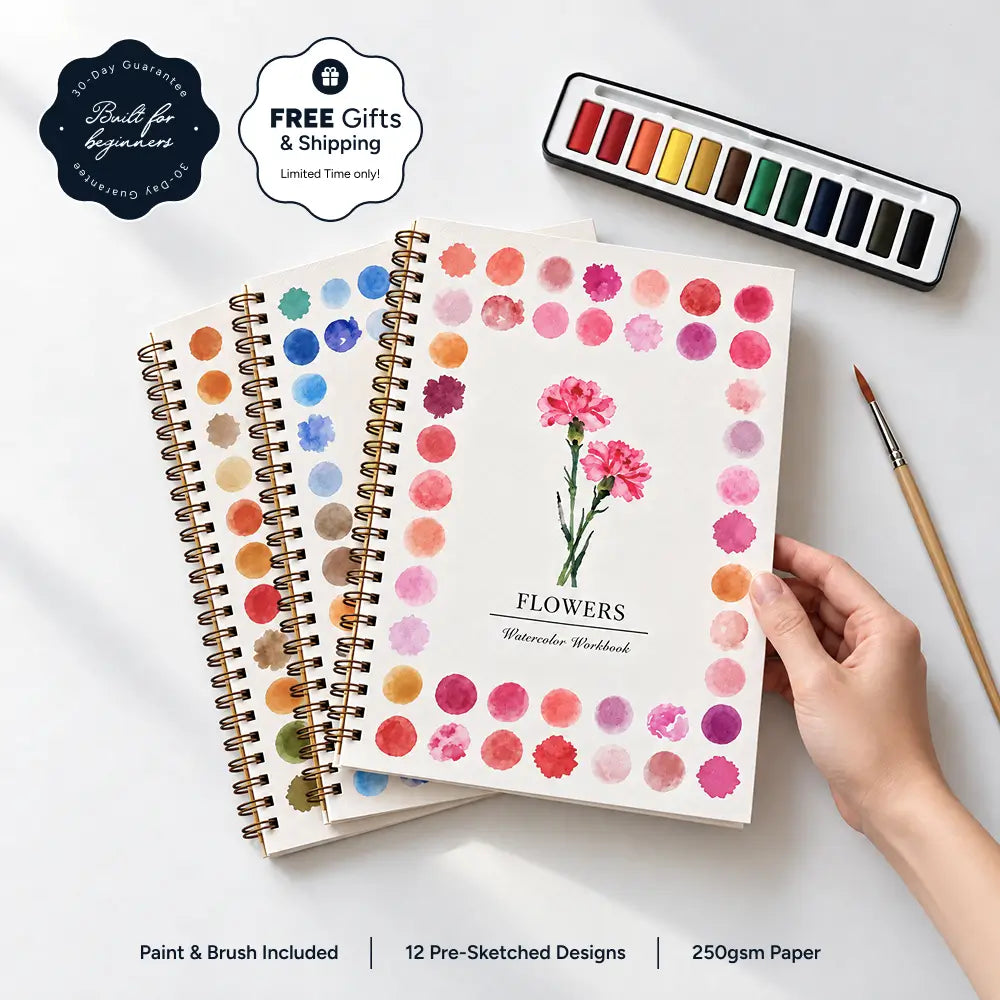 Pre-Sketched Watercolor WorkBook
